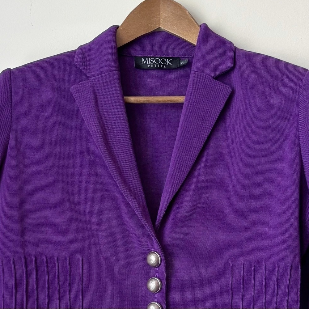 Misook Purple Pintuck Angelique Knit Jacket PXL Petite Luxury Workwear - Picture 3 of 8
